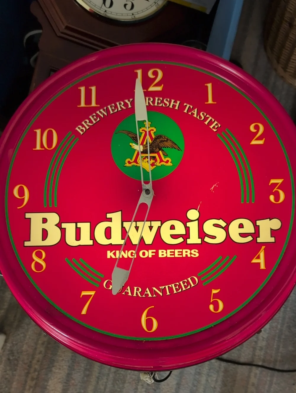 Vintage 1980s Budweiser Advertising Clock. TESTED WORKING